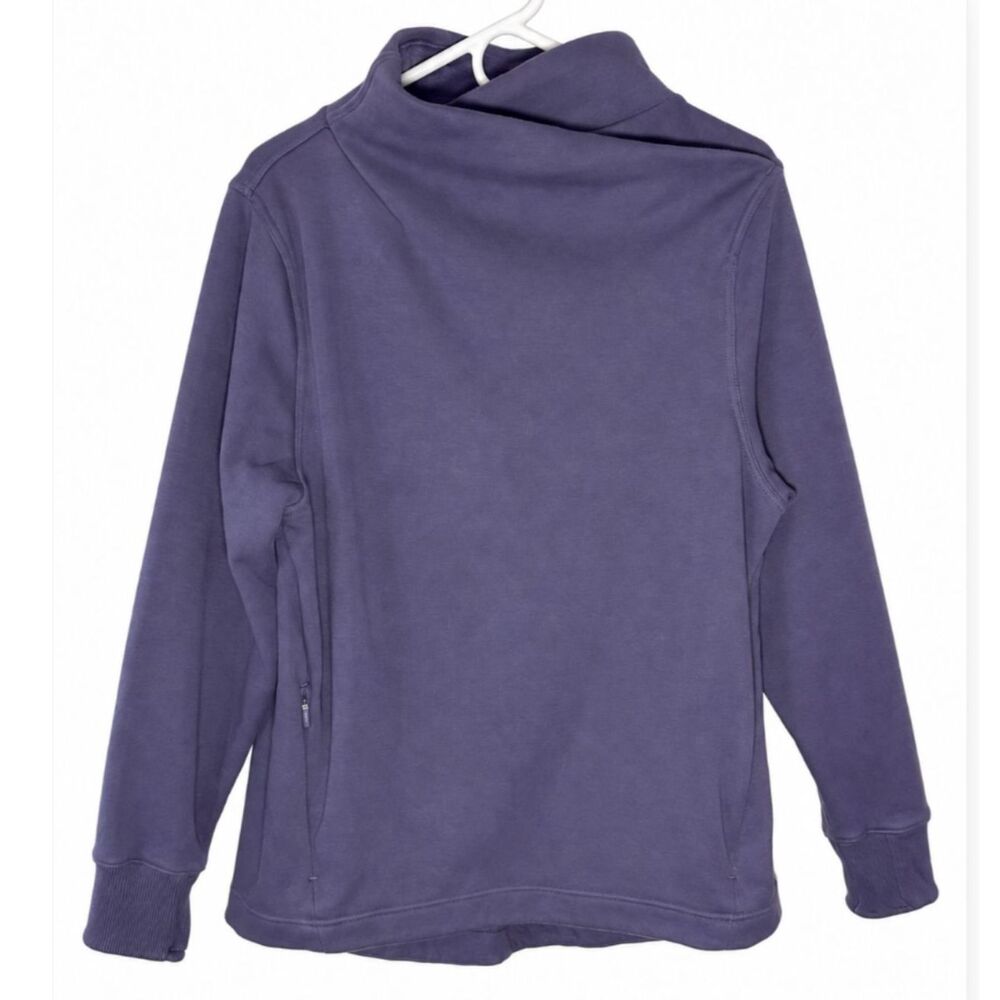 Athleta Cozy Karma Twist Neck Sweatshirt Womens L Nightfall Purple Thumbholes
